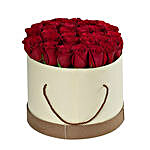 Red Roses in Cylindrical Cardboard Box