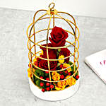 Timeless Red and Yellow Roses Cage Arrangement