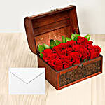 Red Roses Treasured Box With Greeting Card