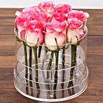 Graceful Pink Rose Box With Mono Cake