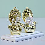 Gold Plated Lakshmi Ganesha White Idol