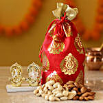 Gold Plated Laxmi Ganesha Idol & Dry Fruits
