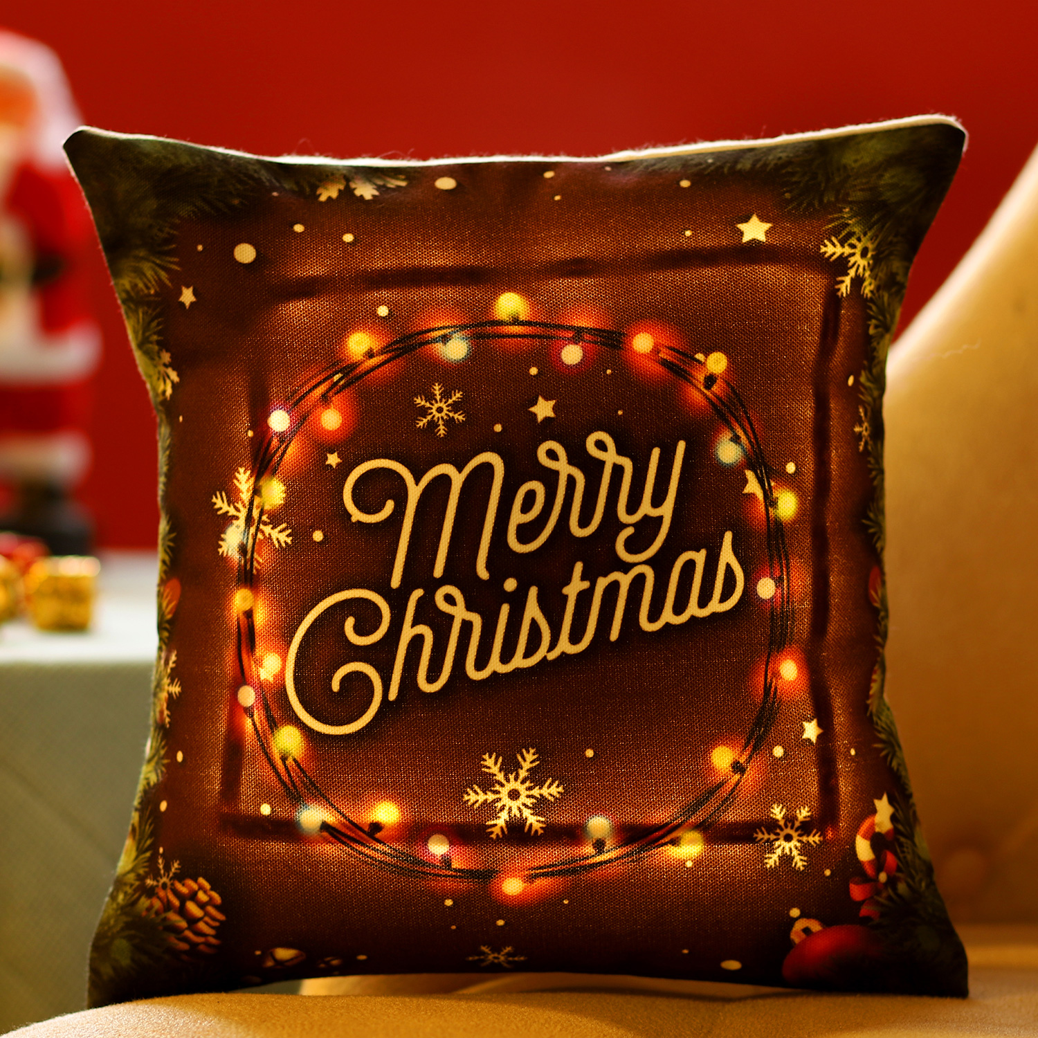 Christmas Greetings LED Cushion
