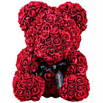 Maroon Artificial Roses Teddy Bear