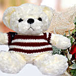 Red Roses and White Teddy Combo