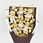Heart Shaped Teddy Bear and Chocolate Bouquet