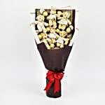Chocolates and Teddy Bear Heart Shaped Bouquet