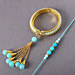Sneh Blue Bangle Style Rakhi Set with Lindt Bar and Almonds