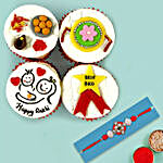 Red Pearl Rakhi and Cup Cakes