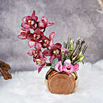 Pink Cymbidium Flower in Premium Vase