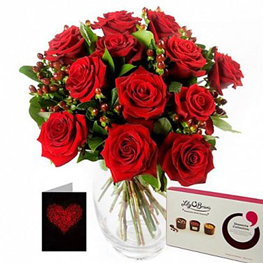 Romance Over Roses Chocolates N Love Note