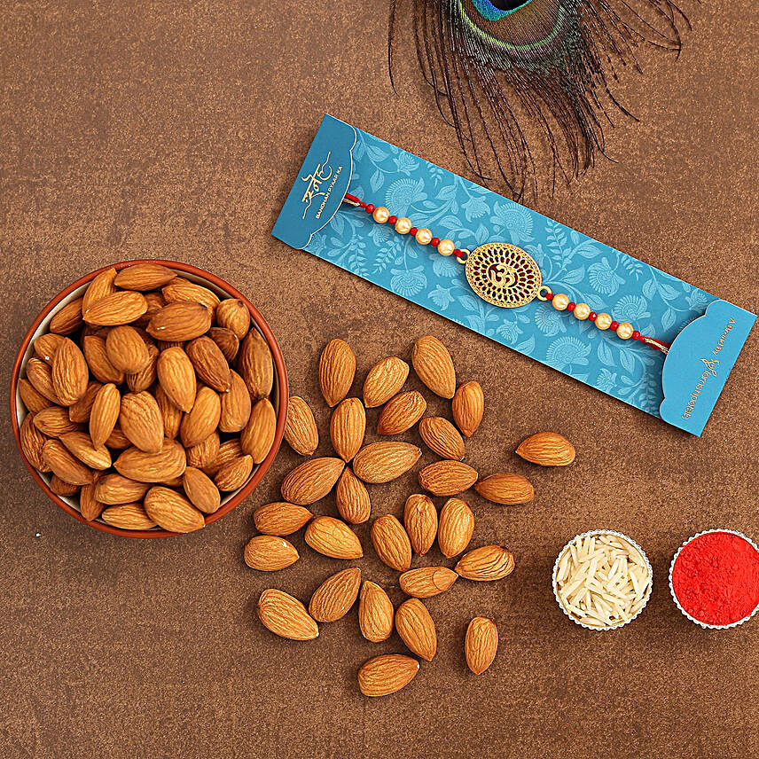 Spiritual Om Pearl Rakhi And Healthy Almonds