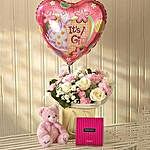 Pink Lullaby Balloon Teddy and Chocolates Gift Set
