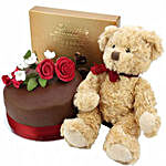 Chocolate Rose Cake With Bear And Lindt