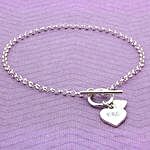 Personalized Hearts Tbar Bracelet