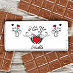 Personalized Red Heart Milk Chocolate Bar