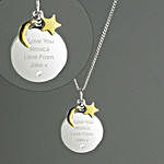 Personalised Moon And Stars Sterling Silver Necklace