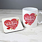 Personalised Valentines Day Confetti Hearts Mug And Coaster Set