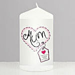 Personalised Heart Stitch Mum Candle