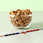 Almonds With Red And Blue Designer Rakhi Combo