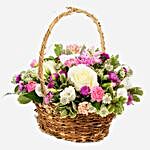 Basket Of Pastel Flowers