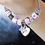 Personalised Butterfly N Heart Charm Bracelet Candy Pink