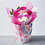 Pink N White Blooms In Gift Bag