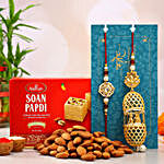 Mughal Lumba Rakhi Set And Almonds With Soan Papdi