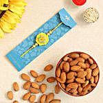 Yellow Flower Pearl Kids Rakhi And Healthy Almonds