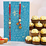 Red Pearl And Lumba Rakhi Set With 16 Pcs Ferrero Rocher