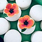 White French Macarons With Flowers 12 Pcs