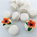White French Macarons With Flowers 12 Pcs