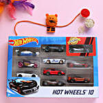 Tiger Finger Puppet Rakhi And Hot Wheels Car Set