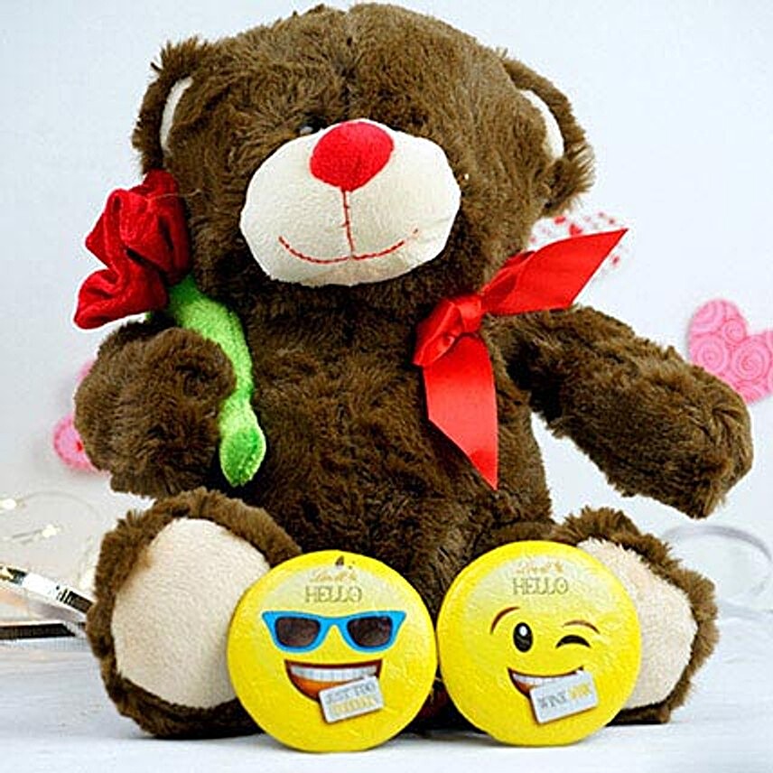 Teddy With Rose N Lindt Chocolates