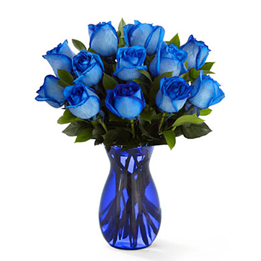 Deep Blue Hue Rose Bouquet