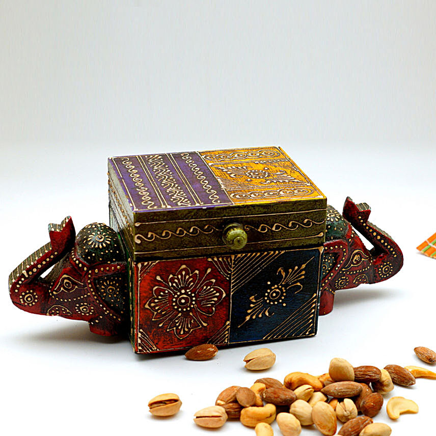 Wooden Elephant Design Box Of Mixed Nuts