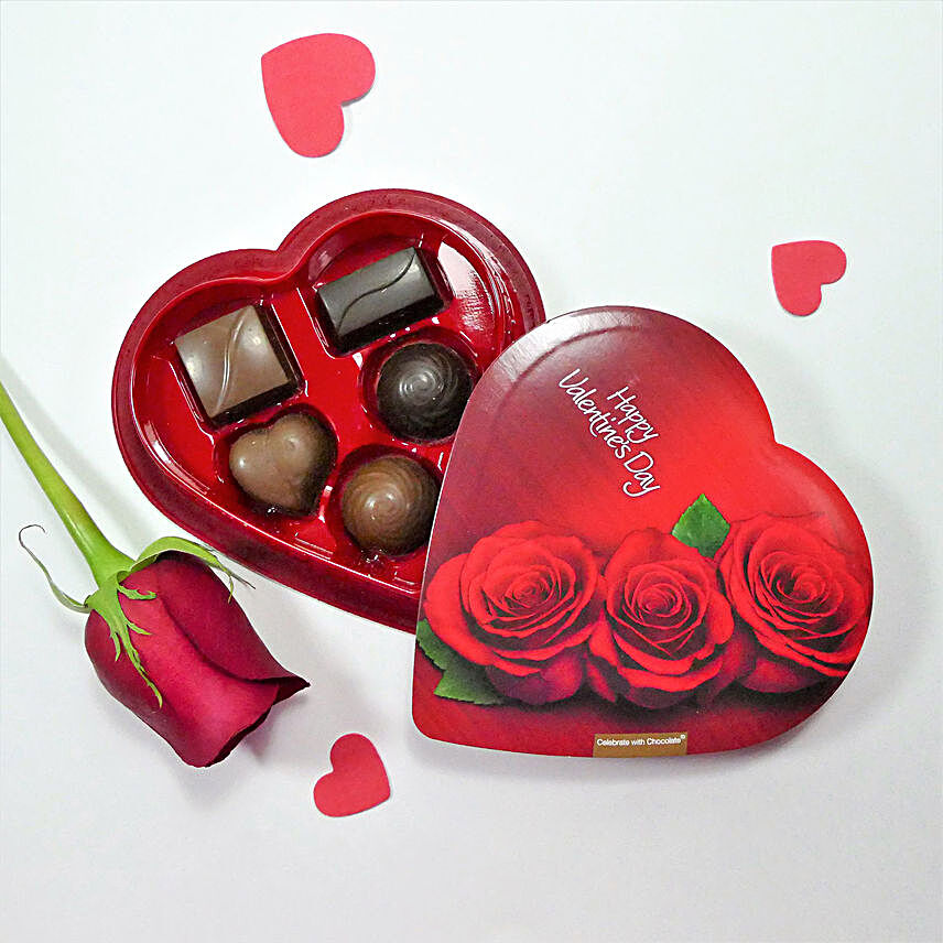Heart Shaped Box Of Chocolates With Rose