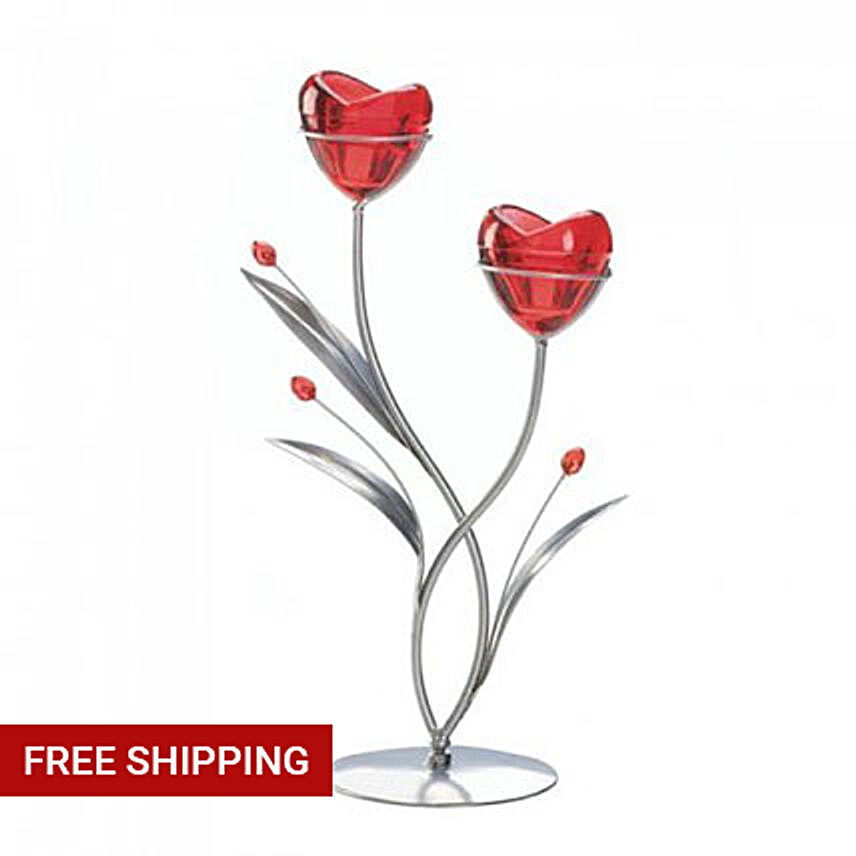 Two Red Hearts Candleholder