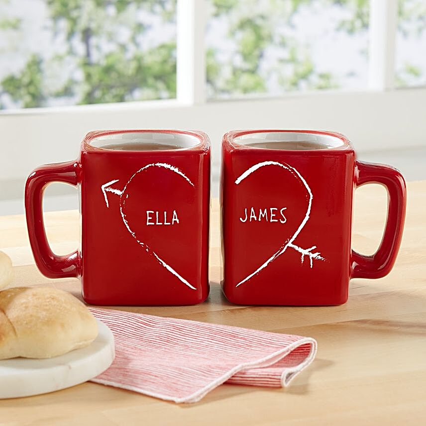 Personalised Half Heart Mug Set