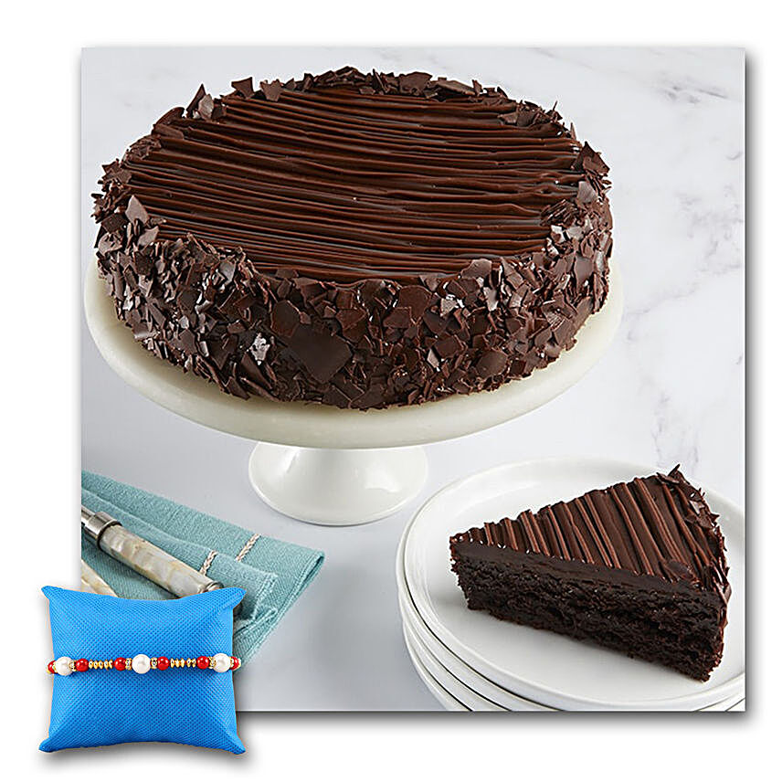 Triple Chocolate Enrobed Brownie Cake With Rakhi