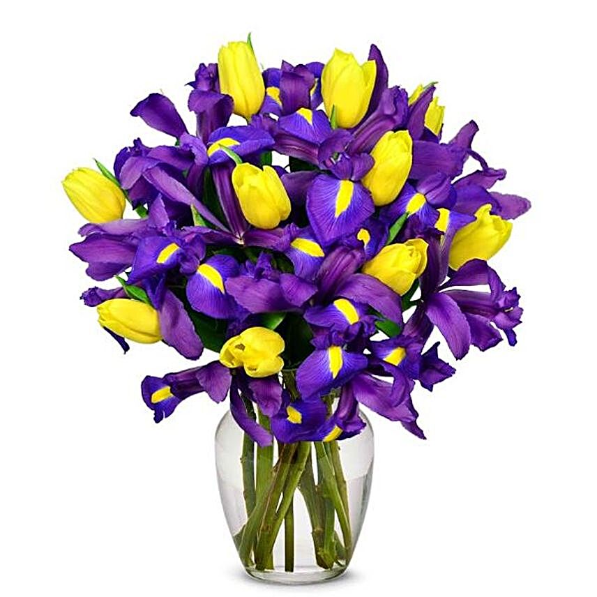 Sunny Tulip And Iris Bouquet