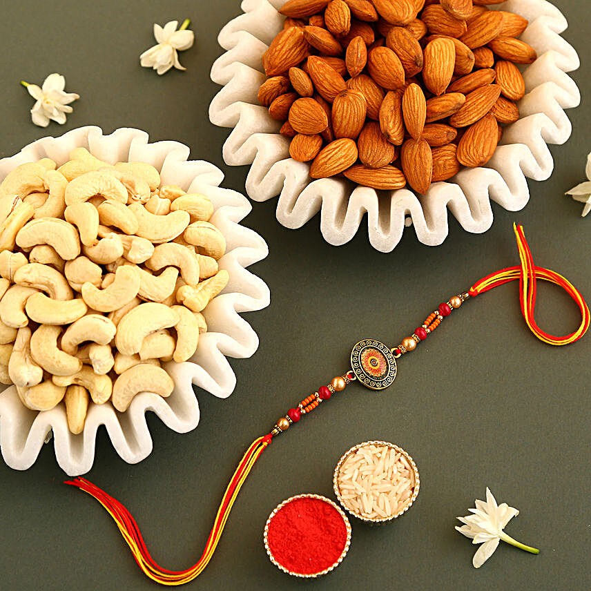 Sneh Sleek Designer Rakhi With Almonds & Cashews