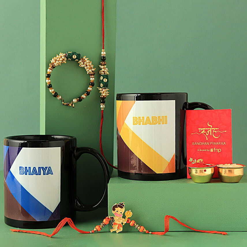 Sneh Classic Family Rakhi Set & Personalised Photo Mugs