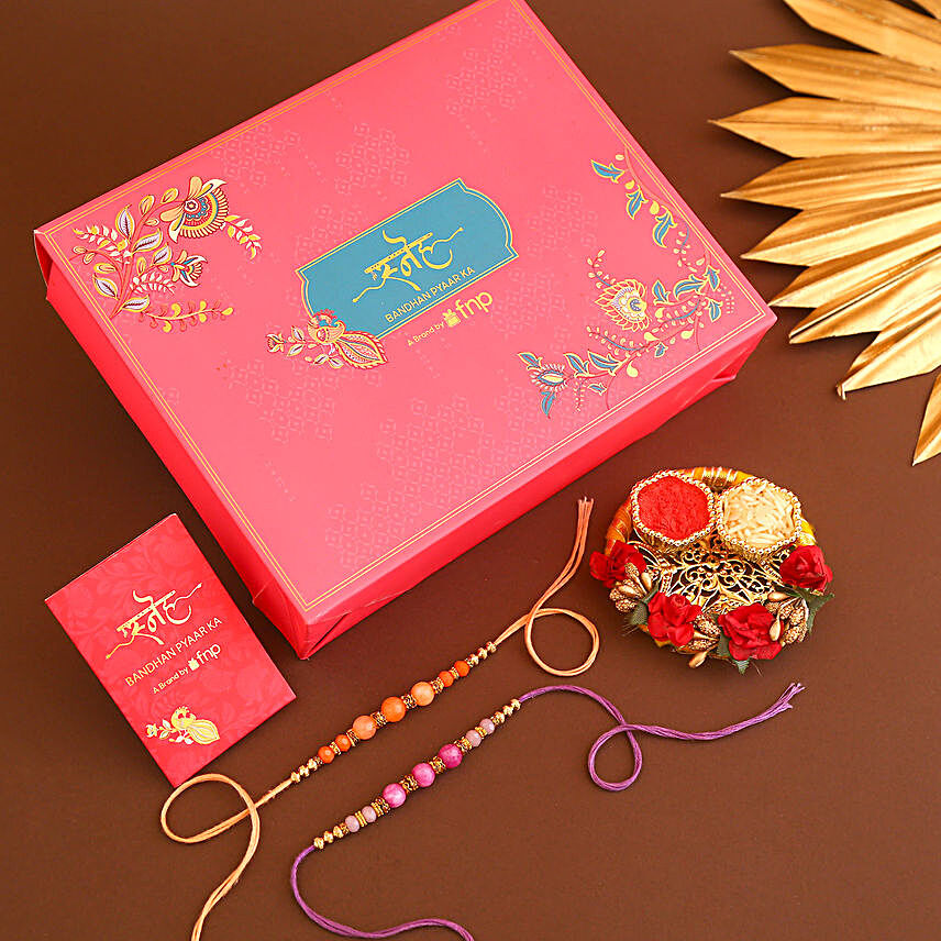 Sneh Pretty Beads Rakhi Set & Pooja Thali