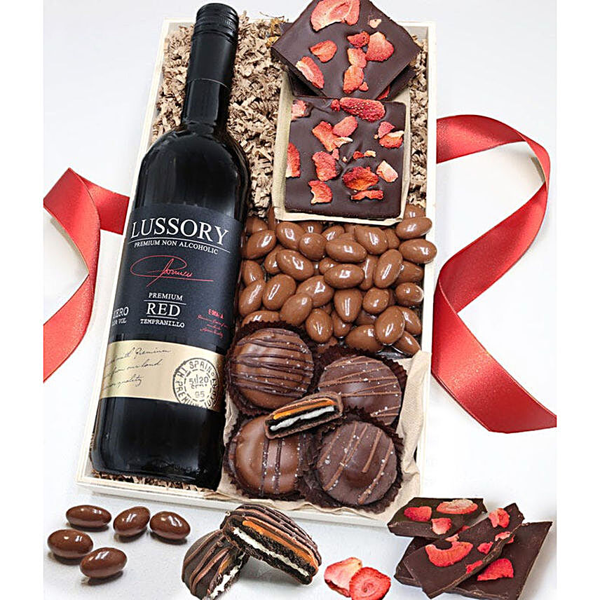 Belgian Chocolate and Red Non Alcoholic Wine Gift Set