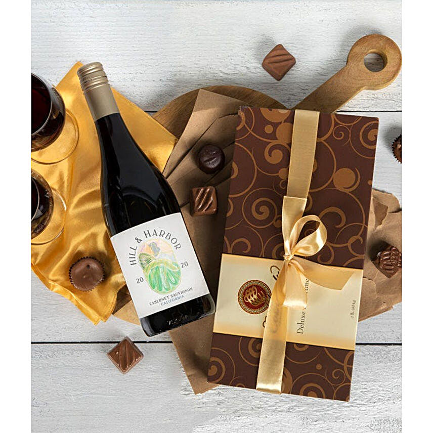 Red Wine N Gourmet Chocolates Gift Box