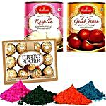 Gulab Jamun and Rasgulla with Holi Colors and Chocolate