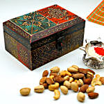 Decorative Wooden Box of Mixed Nuts For Bhai Dooj