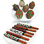 Christmas Chocolate Covered Strawberries And Pretzels
