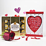 Ferrero Rocher With Greetings And Rose